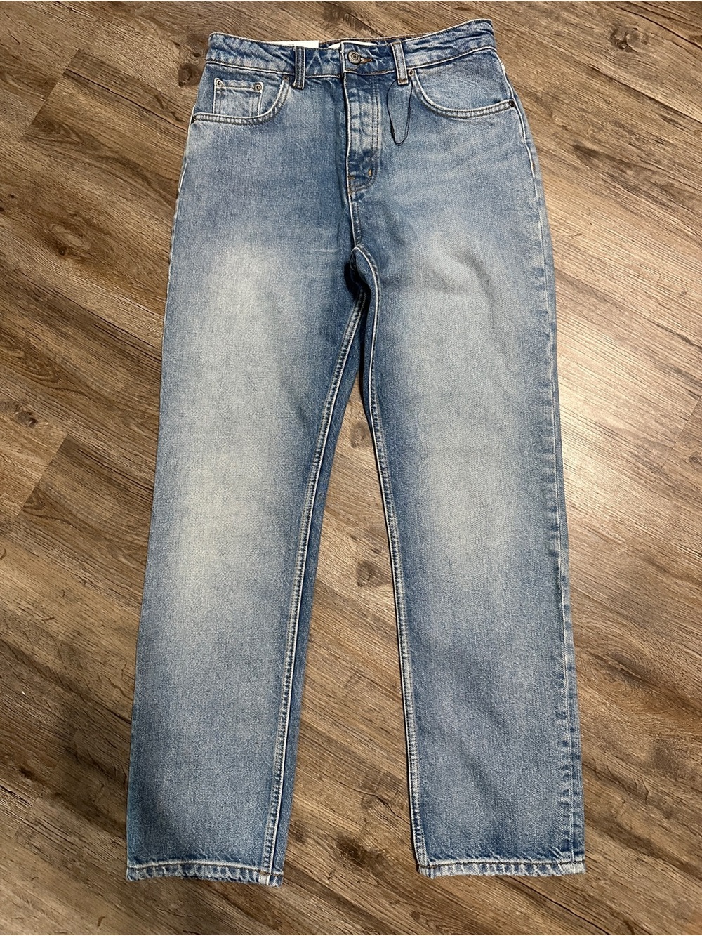 NWT Zara The Straight Cropped Jeans Eur 36/ US 4 High Rise Slim Fit Bleach Blue
